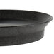 A black oval deli server with a black rim.