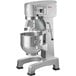A silver Galaxy floor mixer with stainless steel bowl and stand.