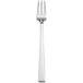 A silver fork with a white background.