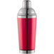 A Franmara red double wall cocktail shaker with a stainless steel lid.