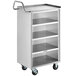 A silver 304 stainless steel utility cart with three shelves.