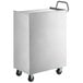 A white rectangular stainless steel utility cart with a handle and wheels.