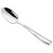 An Acopa Monte Bianco stainless steel teaspoon with a silver handle on a white background.