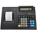 A Royal Portable Cash Register 100CX, a black electronic calculator with a paper receipt.