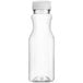 A clear plastic square carafe juice bottle with a clear lid.