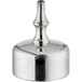A Barfly stainless steel top with a threaded pointy tip.
