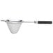 An OXO stainless steel fine mesh strainer with a handle.