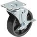 A black Main Street Equipment swivel caster with a silver metal wheel and brake.