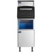 An Avantco stainless steel air cooled modular ice machine with a blue and black lid.