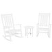 A white POLYWOOD rocking chair and table set.