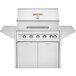 A stainless steel Crown Verity natural gas grill with two doors.