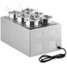 A silver rectangular ServIt countertop food warmer with metal containers on top.