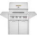 A stainless steel Crown Verity natural gas cart grill with two doors.