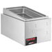 A ServIt countertop food warmer with a stainless steel hotel pan and lid.