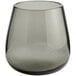 A gray stemless wine glass with a white background.