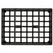 A black polyethylene grid with square holes for condiment containers.