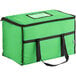 A green Choice insulated food delivery bag with black straps and a black zipper.