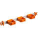 A white Toolflex shelf with 3 orange One-Size-Fits-All tool holders attached.