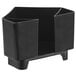 A black plastic corner bar caddy with two compartments.