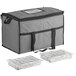 A gray Choice insulated cooler bag with black straps and two brick cold packs.