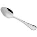 An Acopa Inspira stainless steel teaspoon with a handle.