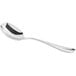 An Acopa Brigitte stainless steel bouillon spoon with a silver handle.