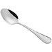 An Acopa Inspira stainless steel tablespoon with a black handle.