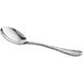 An Acopa Inspira stainless steel bouillon spoon with a silver handle.