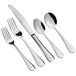 Acopa Vittoria 18/8 stainless steel flatware set with a fork, spoon, and knife.