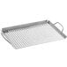An Outset stainless steel grill tray with holes.
