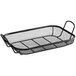 A black metal Outset mesh roasting/grill basket with handles.