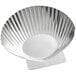 A silver stainless steel Outset clam grill shell.