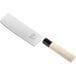 A Mercer Culinary Nakiri Knife with a wooden handle.