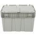 A gray plastic Vollrath Tote 'N Store container with lid.