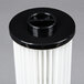 A close-up of a HEPA filter for Hoover Hush upright vacuums with a white cap.