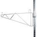 A Metro stainless steel shelf support pole for wall mounting.
