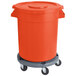 An orange Mobile Ingredient Storage Bin with a lid on a grey surface.