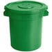A green plastic bin with a lid.