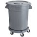 A gray mobile ingredient storage bin with a lid on a white background.