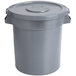 A gray plastic bin with a lid.