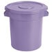 A purple plastic round ingredient storage bin with lid.