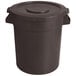 A brown plastic round ingredient storage bin with a lid.