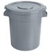 A gray plastic bin with a lid.