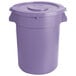 A purple plastic 32 gallon ingredient storage bin with lid.