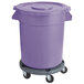 A purple mobile ingredient storage bin with a lid.