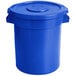 A blue plastic bin with a lid.