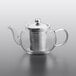 An Acopa Lotus glass teapot with a stainless steel infuser.