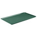 A green Cambro dietary tray with a rectangular shape.