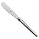 A WMF by BauscherHepp stainless steel bread and butter knife with a white handle and silver blade.