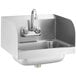 A Steelton stainless steel wall mounted hand sink with a gooseneck faucet and side splashes.